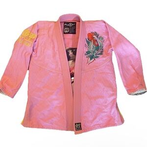 Fluory Women’s Pink Jiu-Jitsu Gi Jacket with Koi Fish Embroidery